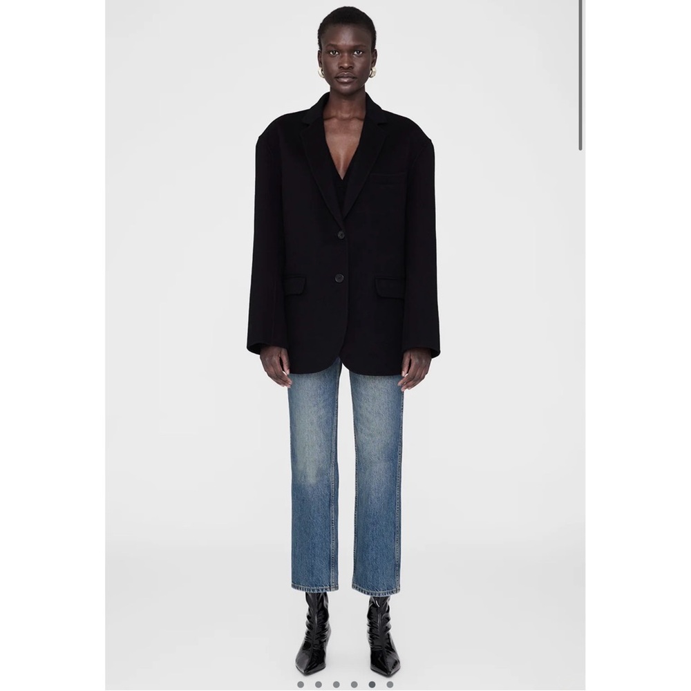 Anine Bing Quinn Blazer | Black Cashmere Blend | Heavyweight (XL) - Picture 3 of 14